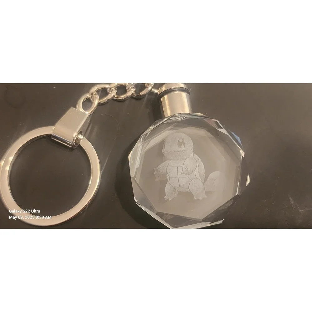 Pokemon Squirtle Keychain‎ Crystal LED Light Up Keyring Anime Charm